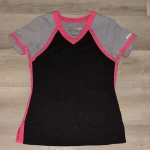 Greys Anatomy Black, Grey & Pink Active Scrub Top - XS